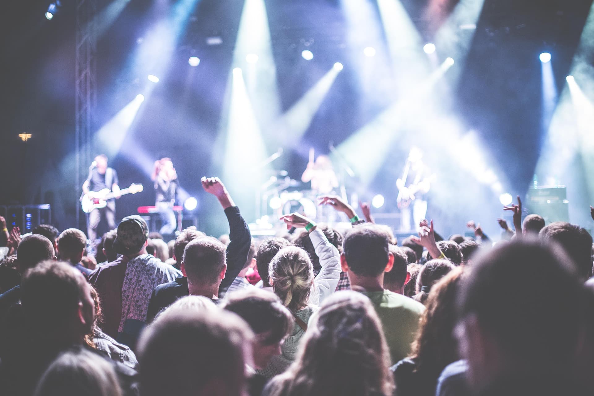 Live concert crowd with stage lights
